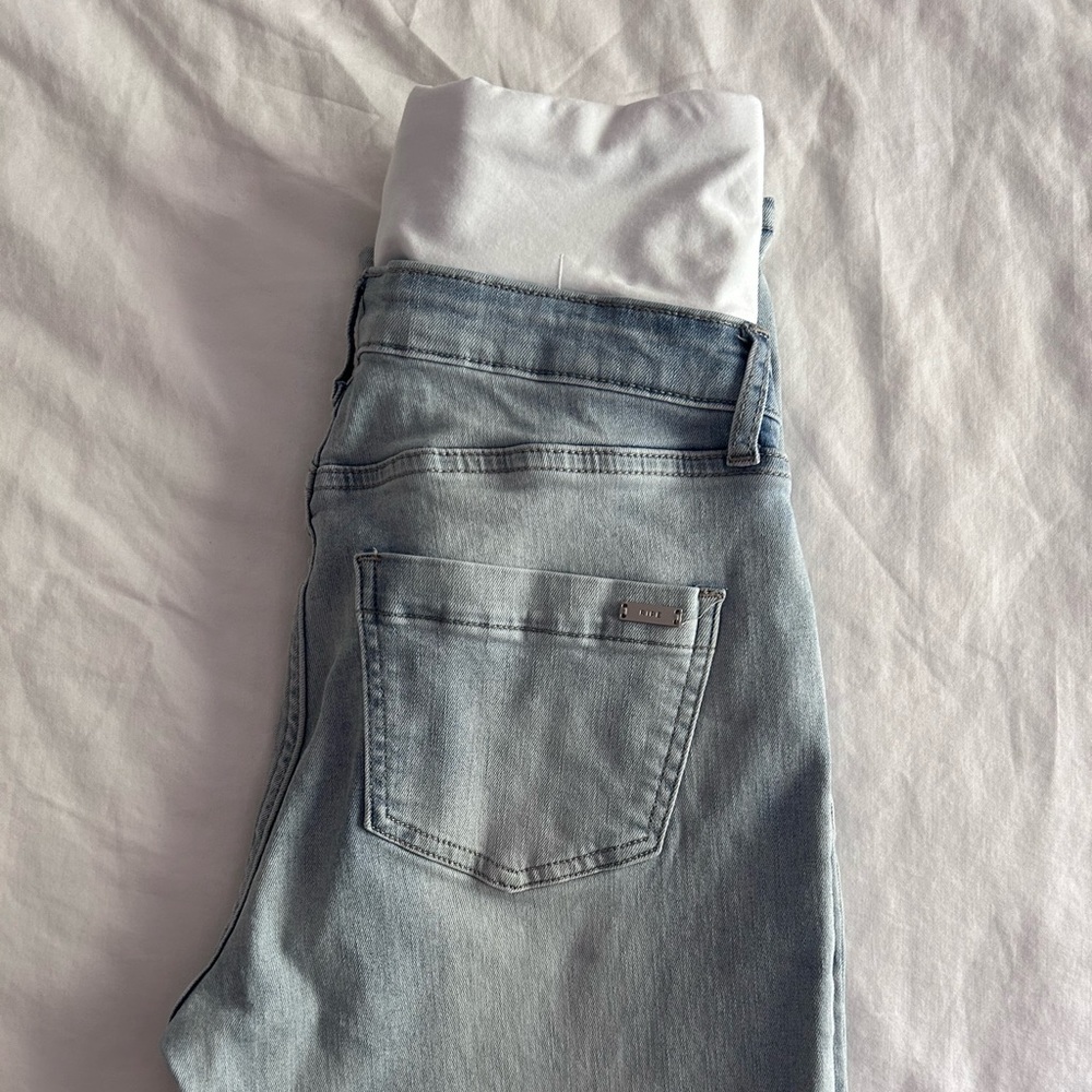 RIPE Maternity Denim light blue slim fit ankle jeans with over-bump waistband